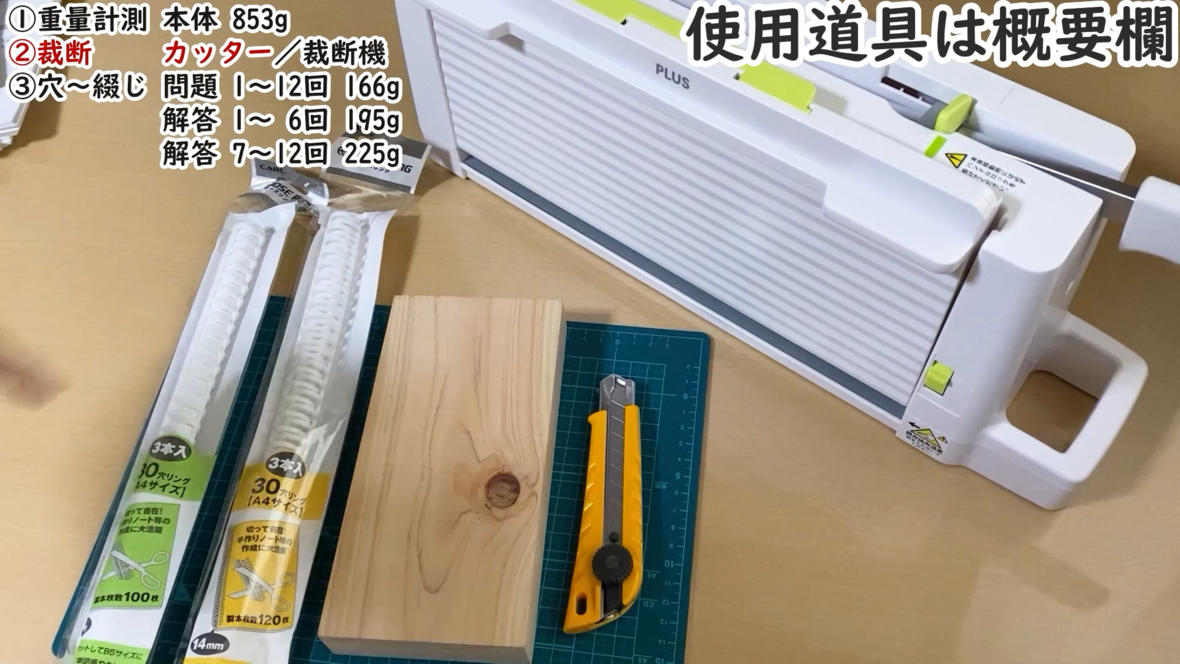 本試験問題集 日商簿記2級を裁断する道具